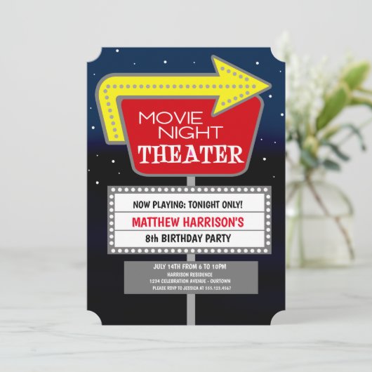 ムービーナイトバースデーパーティ招待状 招待状 (スタンド正面)