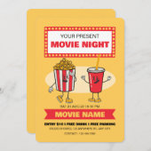 ムービーナイトパーティの招待状、スリープオーバーパーティー 招待状 (正面/裏面)