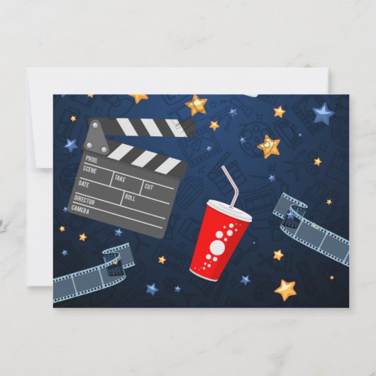 ムービーナイトフォト誕生日招待状 招待状 (裏面)