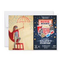 ムービーナイトフォト誕生日招待状