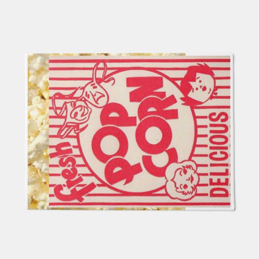 ムービーナイトフレッシュポップコーンレトロルック ドアマット (正面)