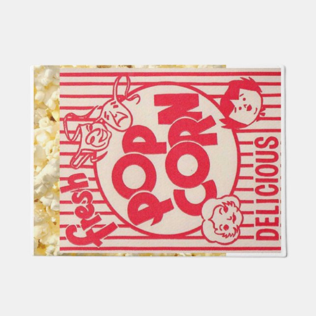 ムービーナイトフレッシュポップコーンレトロルック ドアマット (正面)