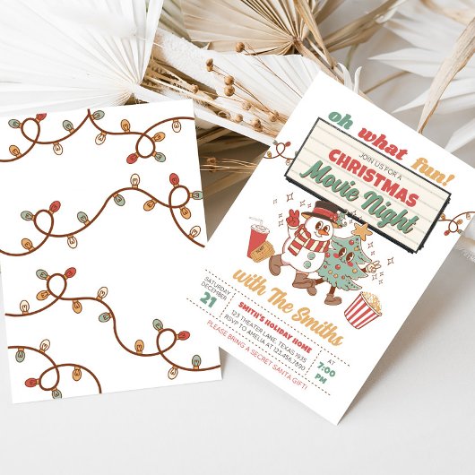 ムービーナイトホリデークリスマスパーティの招待状 招待状
