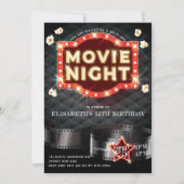 ムービーナイトラグジュアリー金ゴールドグリッター 招待状 (正面)