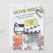 ムービーナイト子供の誕生日パーティの招待状 招待状 (正面)