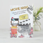 ムービーナイト子供の誕生日パーティの招待状 招待状 (スタンド正面)