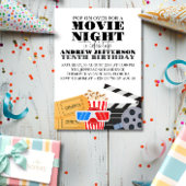 ムービーナイト誕生日おもしろいシネマパーティー 招待状