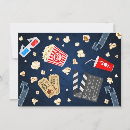 ムービーナイト誕生日フォト招待状 招待状 (裏面)