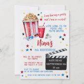 ムービーナイト誕生日招待状、シネマ 招待状 (正面)