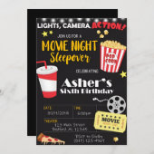 ムービーナイト誕生日招待状 |ムービーパーティー 招待状 (正面/裏面)
