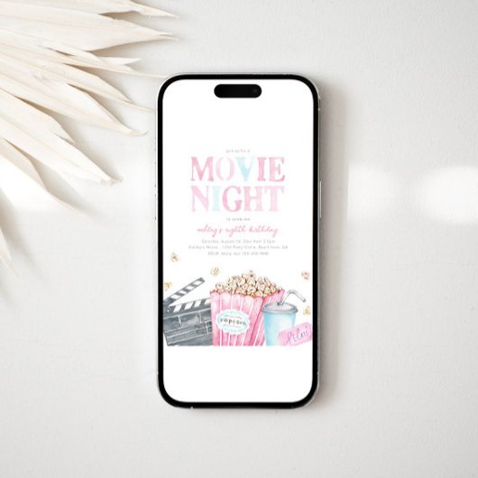 ムービーナイト誕生日招待状 |ムービーパーティー 招待状