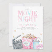 ムービーナイト誕生日招待状 |ムービーパーティー 招待状 (正面)