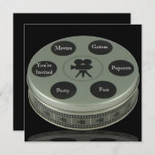 ムービーナイト誕生日招待状 招待状 (正面/裏面)