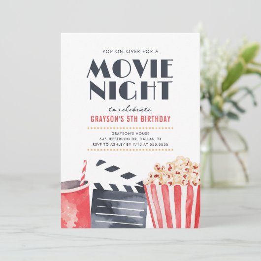 ムービーナイト誕生日 招待状 (スタンド正面)