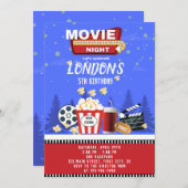 ムービーナイト違う誕生日招待状カード (正面/裏面)