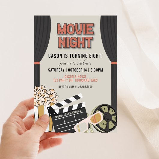 ムービーナイト、ムービーテーマ、ムービーナイト招待状、 招待状