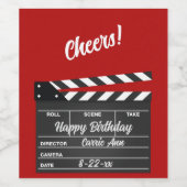 ムービーパーソナライズされたクラップボード ワインラベル (シングルラベル)