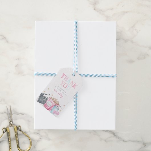 ムービーパーティーありがとうラベル ギフトタグ (より糸付き)