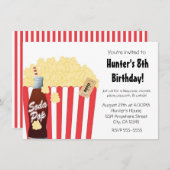 ムービーパーティーイベントポップコーン&ソーダポップ・アートの招待状 招待状 (正面/裏面)