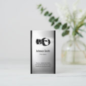 ムービーフィルムエディタ – ブラシ付きステンレス鋼メタル 名刺 (スタンド正面)