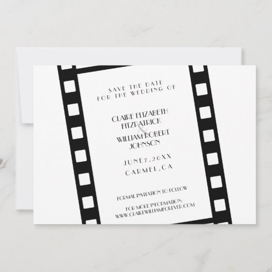 ムービーフィルムストリップフォトコラージュ日付カードを保存 セーブザデート (裏面)