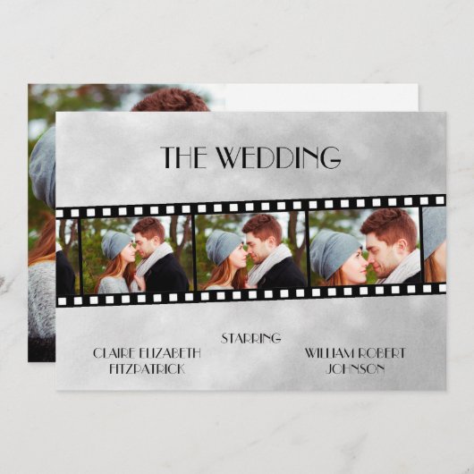 ムービーフィルムストリップフォトコラージュ日付カードを保存 セーブザデート (正面/裏面)