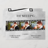 ムービーフィルムストリップフォトコラージュ結婚式招待状 セーブザデート (正面/裏面)