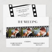 ムービーフィルムストリップフォトコラージュ結婚式招待状 セーブザデート (正面/裏面)