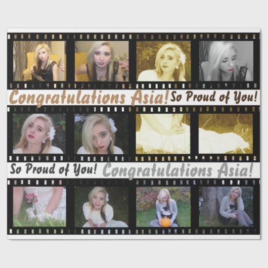 ムービーフィルムストリップフォトフレームギフトラップ ラッピングペーパー (フラット)