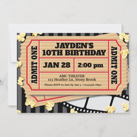 ムービーポップコーン招待状 招待状 (正面)