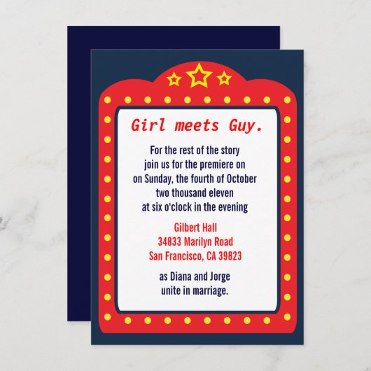 ムービーマーキーシアター結婚式招待状 招待状 (正面/裏面)