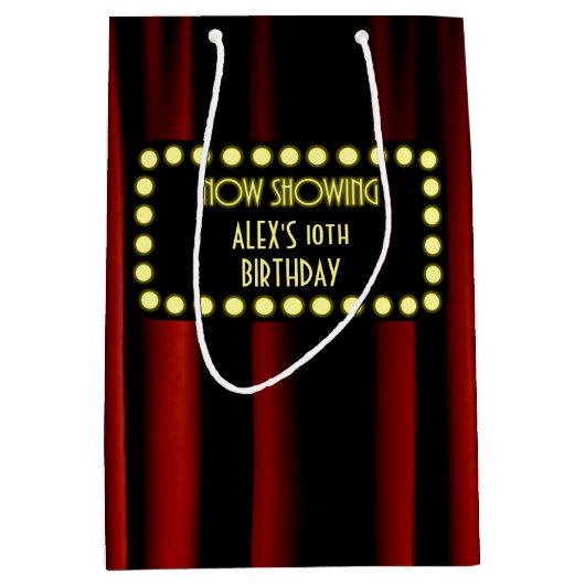 ムービーマーキーベルベットのカーテンパーソナライズされた抱き枕 ミディアムペーパーバッグ (正面)