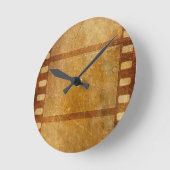 ムービーリール古ファッションド金ゴールドグランジ背景DI ラウンド壁時計 (傾斜)