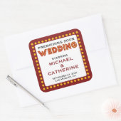 ムービー結婚テーマのマーキー記号の日付の保存 スクエアシール (封筒)