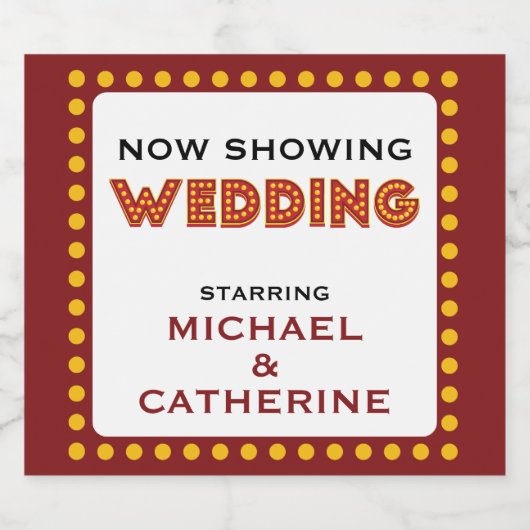 ムービー結婚テーマの名前のマーキー記号 ビールラベル (シングルラベル)