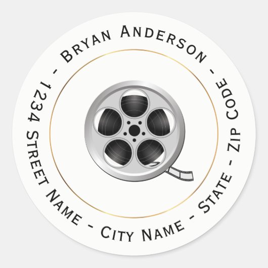 ムービー転が差出人住所ラベル ラウンドシール (正面)