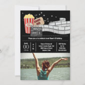 ムービーVIPフォトフィルムリールのポップコーン大人パーティー 招待状 (正面)