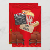 ムービーVIPポップコーンチケットクラッパーボードパーティー 招待状 (正面/裏面)