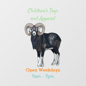 ムーフロン羊の漫画イラストレーション ウィンドウサイン (シート)