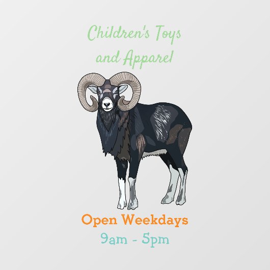 ムーフロン羊の漫画イラストレーション ウィンドウサイン (シート)