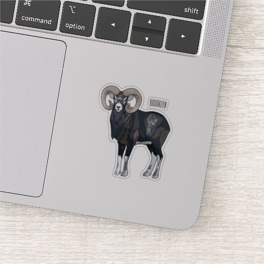 ムーフロン羊の漫画イラストレーション シール (詳細)