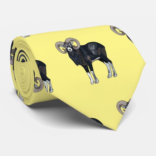 ムーフロン羊の漫画イラストレーション ネクタイ (ロール)