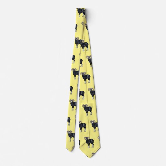 ムーフロン羊の漫画イラストレーション ネクタイ (裏面)