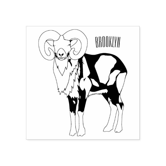 ムーフロン羊の漫画イラストレーション ラバースタンプ (インプリント)