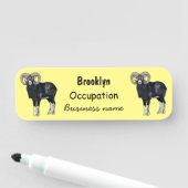 ムーフロン羊の漫画イラストレーション 名札 (インサイチュ)