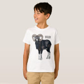 ムーフロン羊の漫画イラストレーション Tシャツ (正面フル)