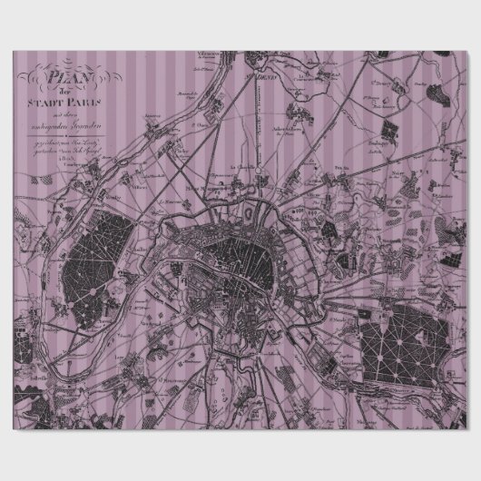 ムーブのストライプが入ったアンティークマップ ラッピングペーパー (フラット)