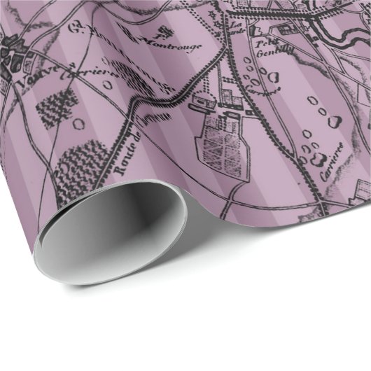 ムーブのストライプが入ったアンティークマップ ラッピングペーパー (ロールコーナー)