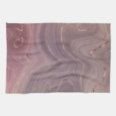 ムーブストラタ |ほこりっぽいピンクとバラ金ゴールド瑪瑙 キッチンタオル (横)