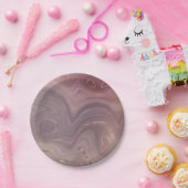 ムーブストラタ |ほこりっぽいピンクとバラ金ゴールド瑪瑙 ペーパープレート (パーティー)